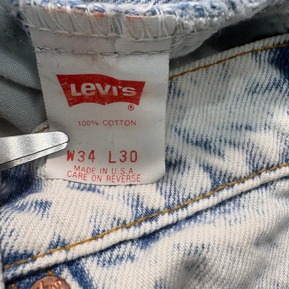 Levi's Jeans Mens 34x30 Blue 550 Relaxed Fit Orange Tab Acid Wash USA 40550-0208